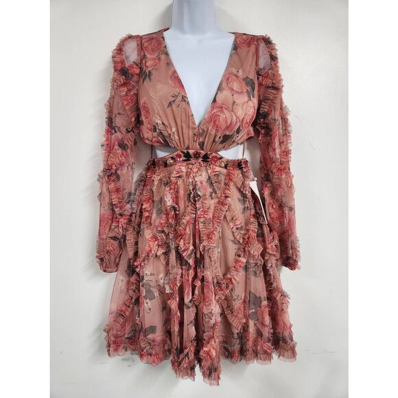 Mac Duggal Pink Floral Midi Dress - Picture 4 of 8